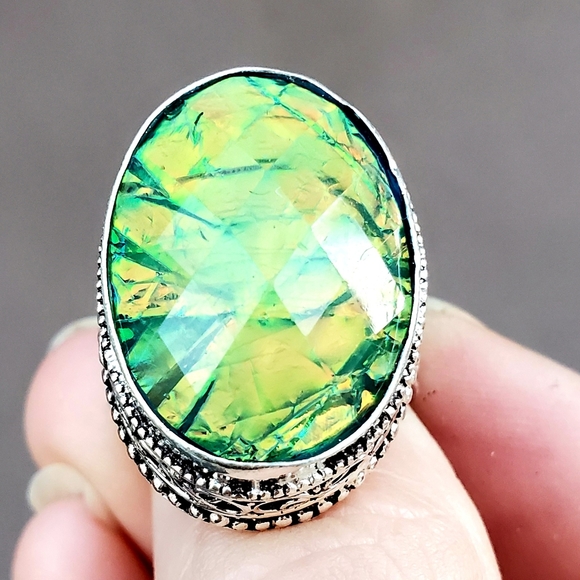 New Faceted Triplet Opal 925 Silver Ring. - Picture 5 of 16